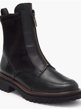 Paul Green Sheridan Lug Zip Bootie Black Leather